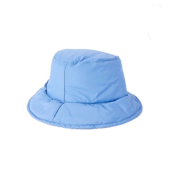 Women’s cute fashionable bejeweled‎ white Puffer Bucket Hat with zippered pocket - Picture 7 of 10